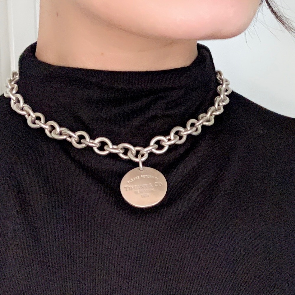 Authentic Tiffany & Co. Return to Tiffany Round Tag Necklace in Sterling Silver